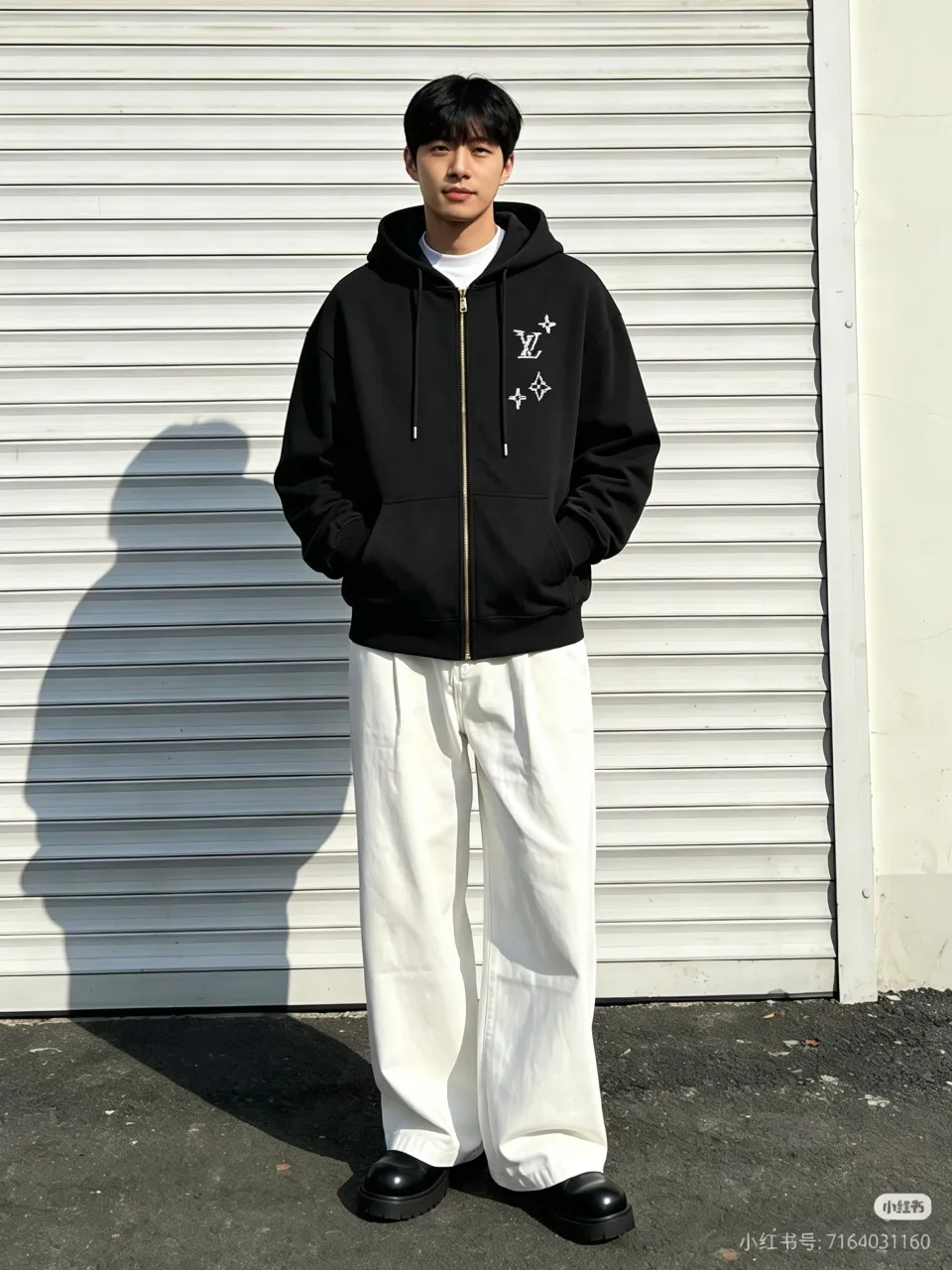 Louis Vuitton/Louis Vuitton sketch old flower embroidered zipper hooded jacket